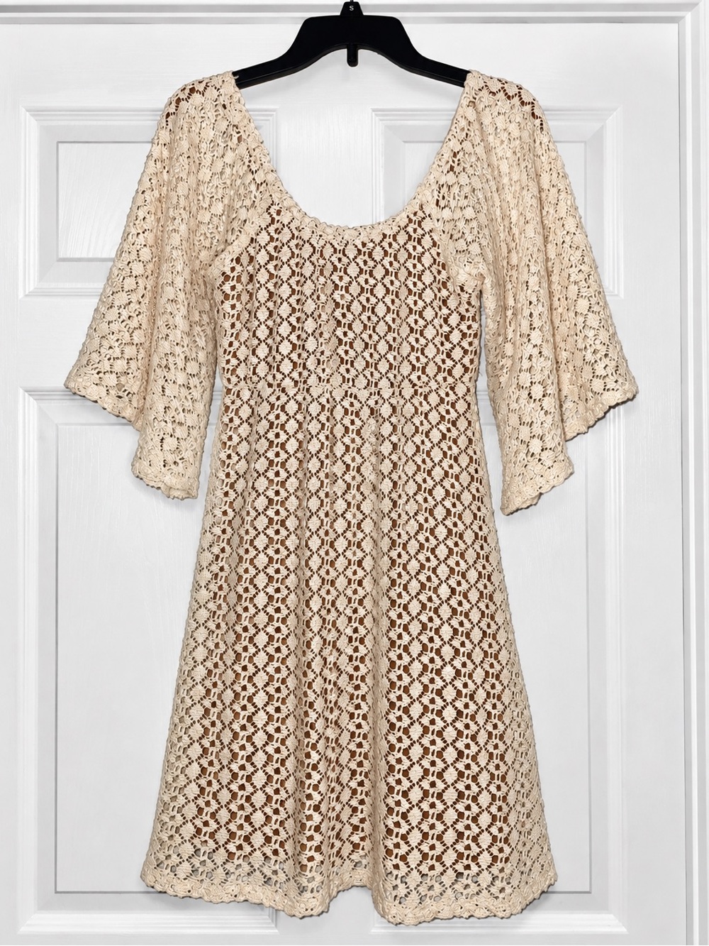 Judith March Cream Crochet Mini Dress